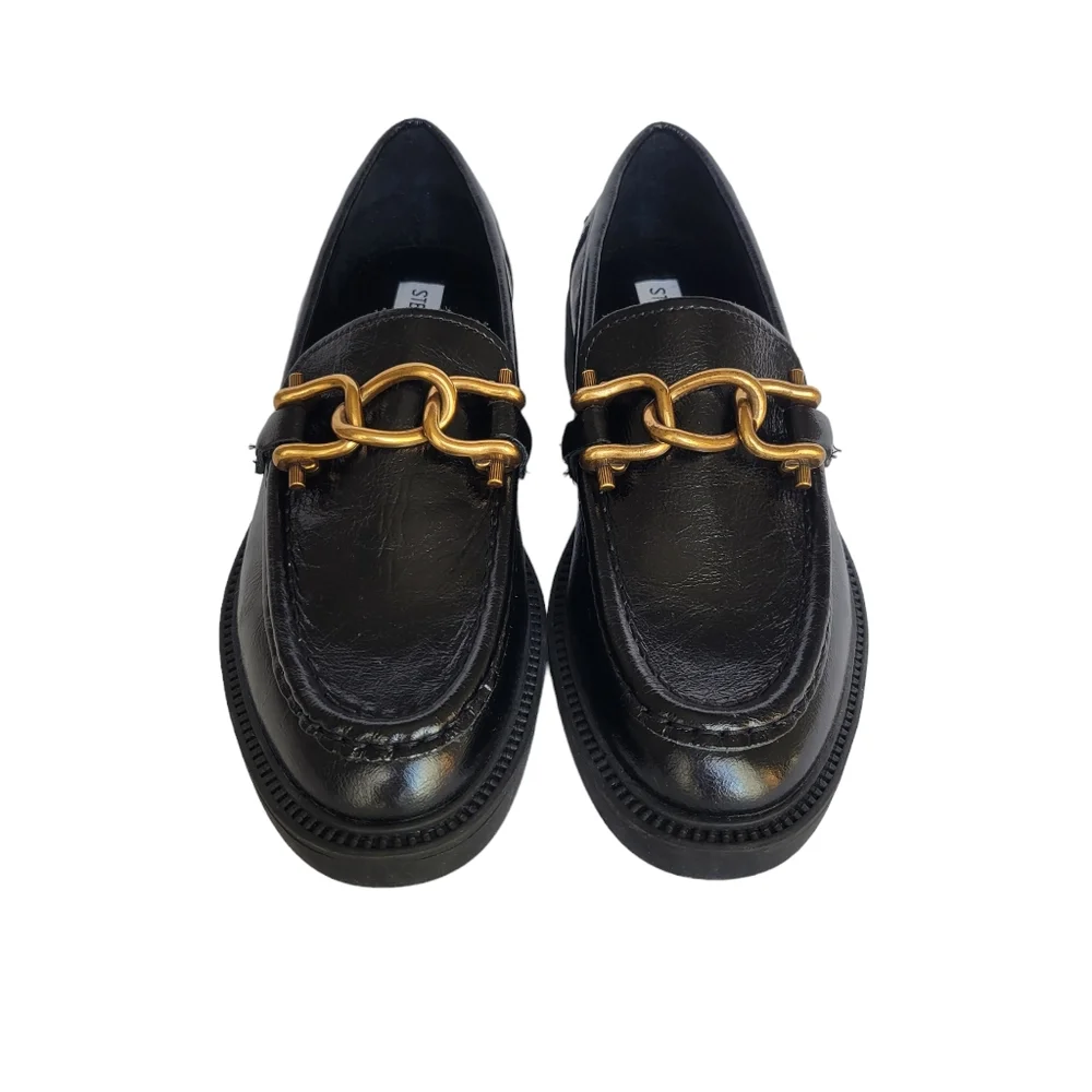 Steve Madden Karmine Black Leather Slip-On Loafers Size 7.5 - Picture 4 of 8